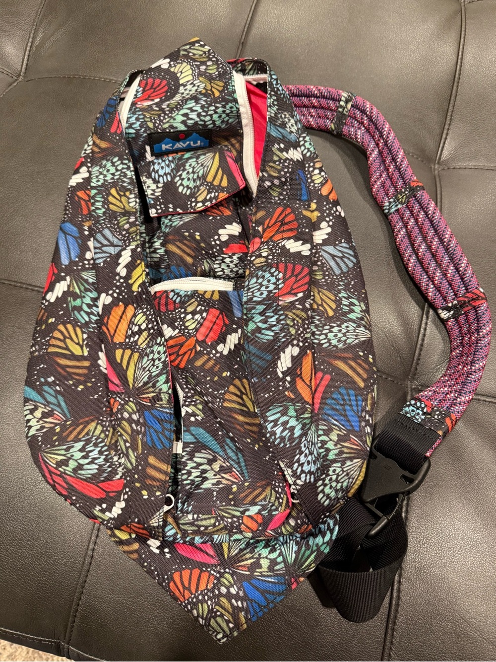 KAVU Butterfly Print Rope Sling Bag - Colorful Wings